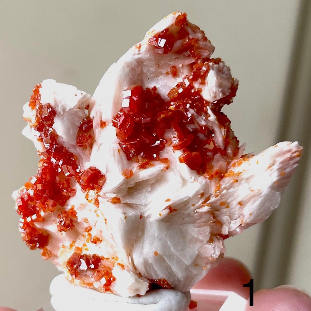 Raw Vanadinite on barite mixed specimen crystals